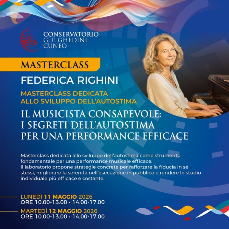 Masterclass – Federica Righini – Il musicista consapevole: i segreti dell’autostima per una performance efficace